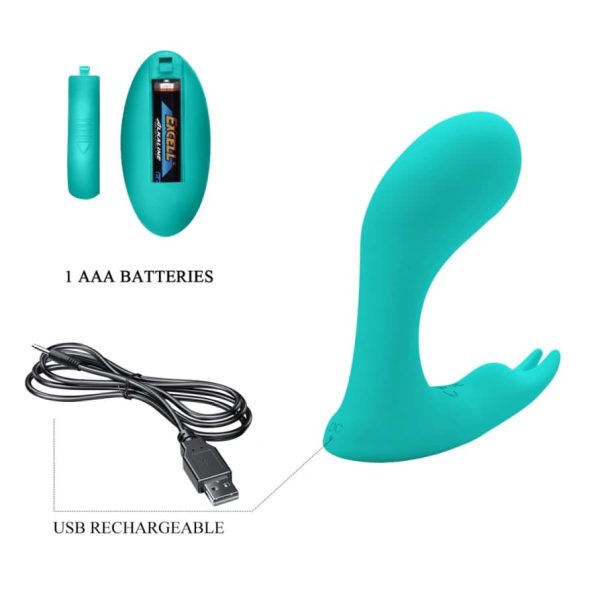 Vibrador con control y pulsaciones Idabelle color celeste3 Vibrador con control y pulsaciones Idabelle color celeste